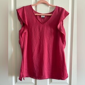 CAbi Pink V-Neck Blouse